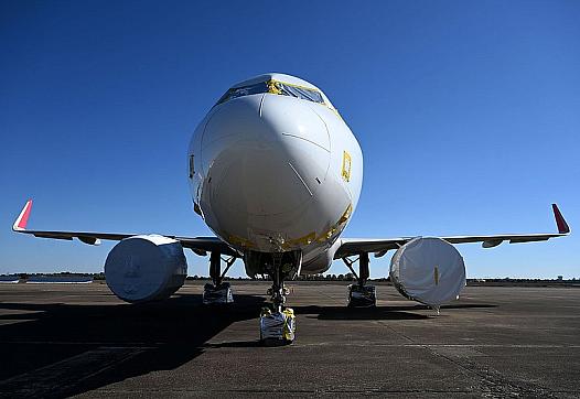 A decommissioned plane sits on the tarmac in the former Air Force base in Blytheville on Friday, Nov. 5, 2021.on Friday, Nov. 5,