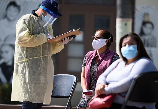 Medical worker checking patients