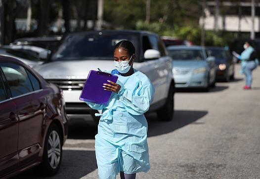 Medical worker walking on the street