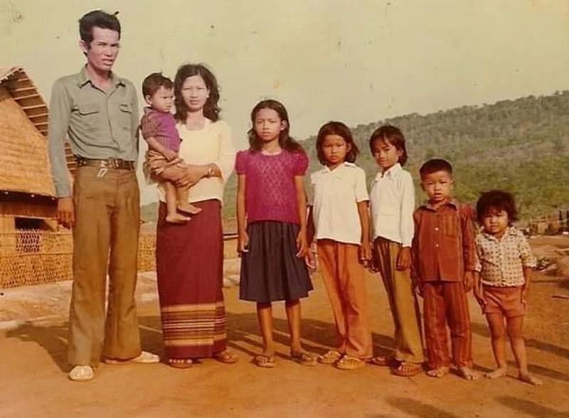 Danny Kim (second from right) and his parents and siblings at a refugee camp in Thailand in the early 1980's.