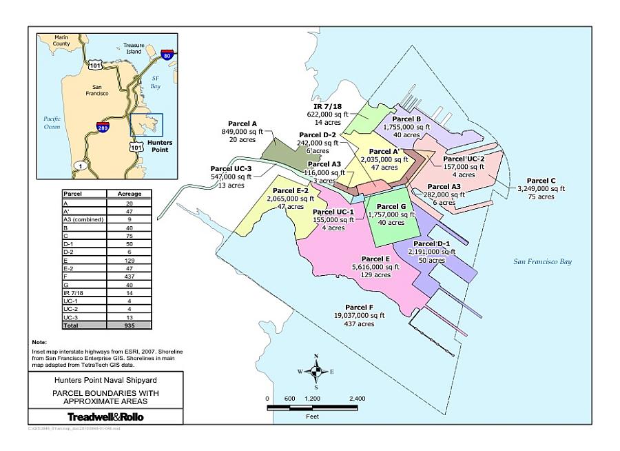 A map of the contaminated parcels at the Shipyard compared with a projected 12” sea-level rise scenario reveals how close contaminated groundwater may come to the surface.