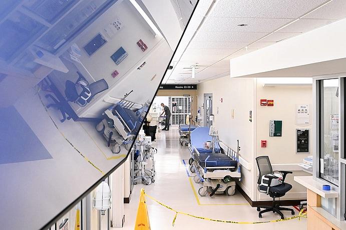 A hallway in the emergency department at Greater Baltimore Medical Center, which is often crowded with patients in mental crisis. (Matt McClain/The Washington Post)