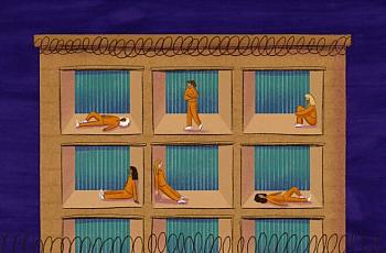 Illustration showing people in jail