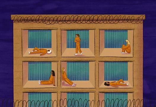 Illustration showing people in jail