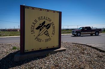 The Blackfeet Indian Health Service unit sign.