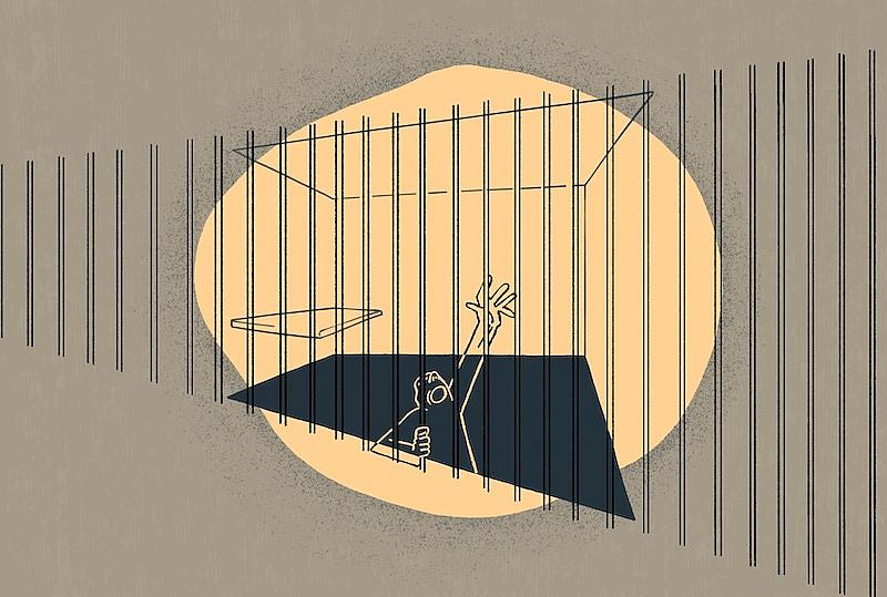 Illustration of a person in jail