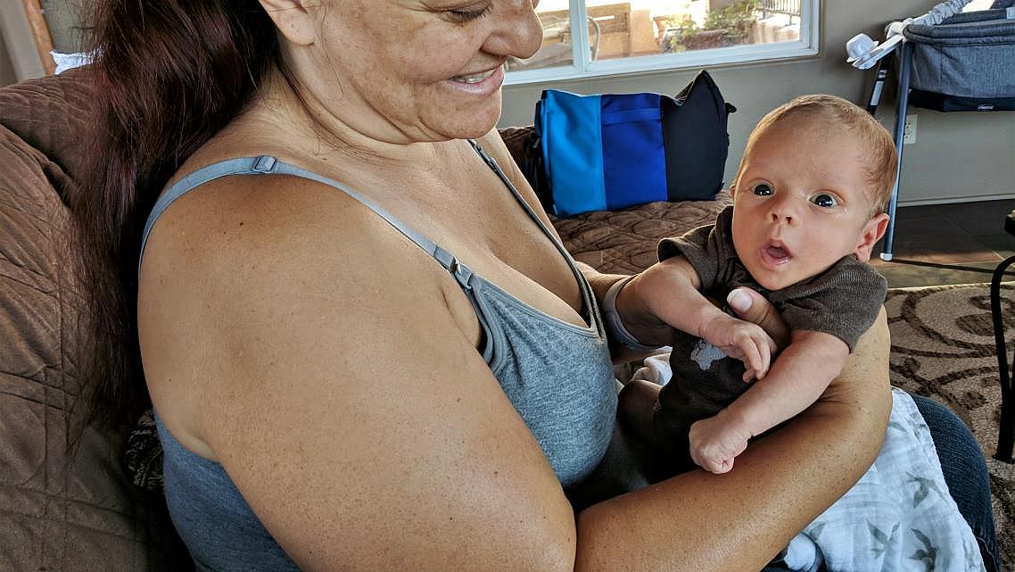 Jennine Ochoa was diagnosed with valley fever when she was five months pregnant with Aidan, who was born in late August. (Photo by Kerry Klein/KVPR)