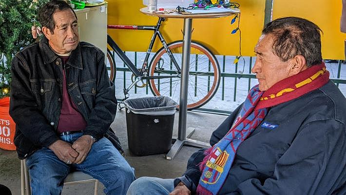 An image of Prospero de León and Rigoberto Torres at the downtown Day Labor Center