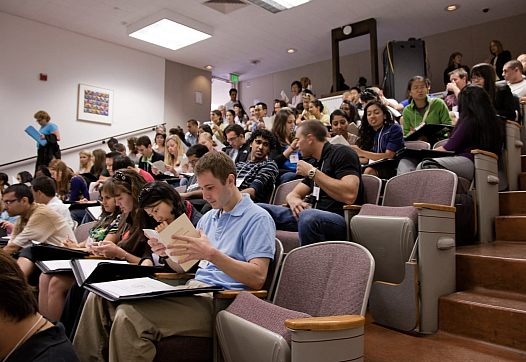 College students in a lecture hall.