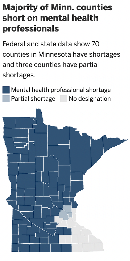 Map of mental health professionals density