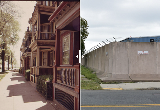 Image of East Boston community neighborhood before and after construction.